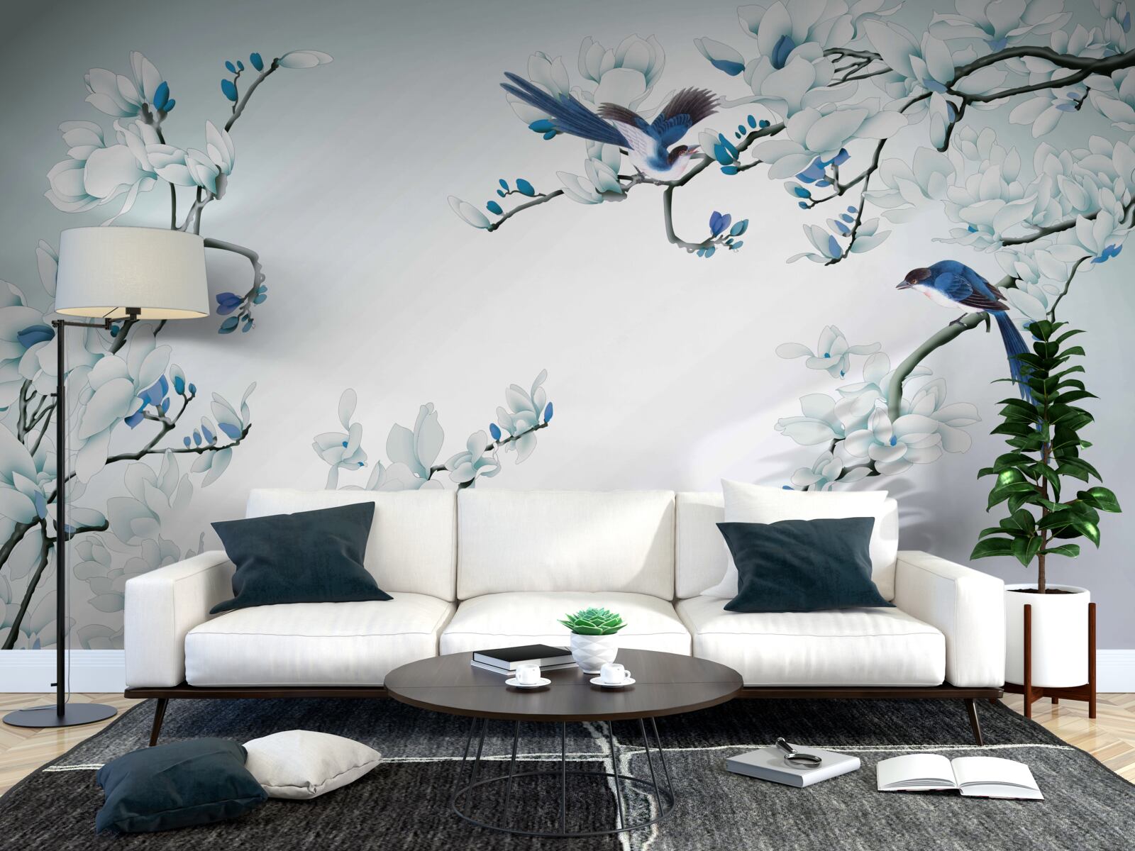 Fototapeta biele konáre s výhonkami