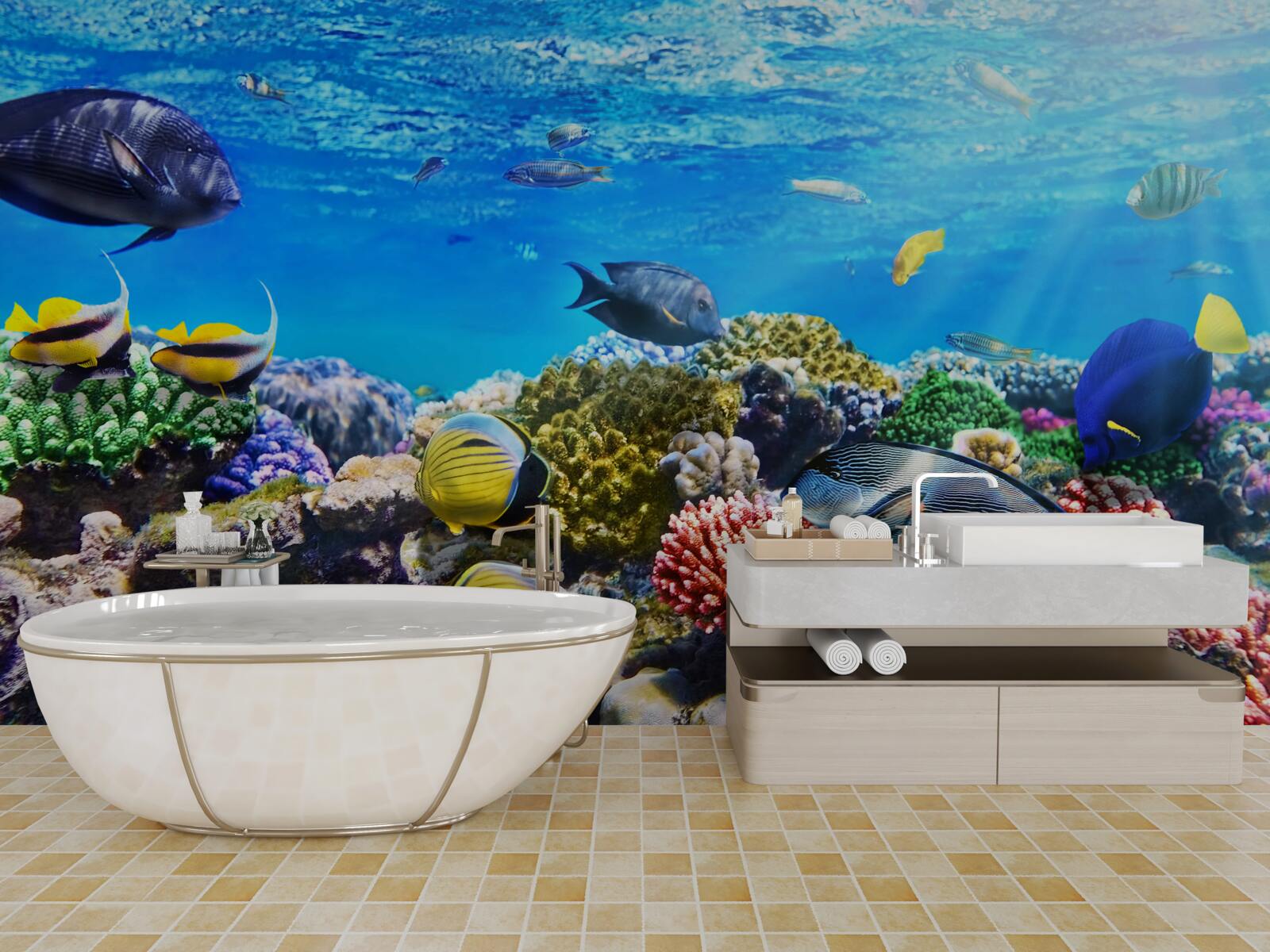 Fototapeta azúrové vody a podvodné entity