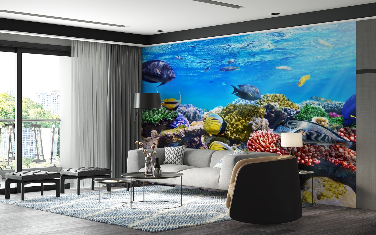 Fototapeta azúrové vody a podvodné entity