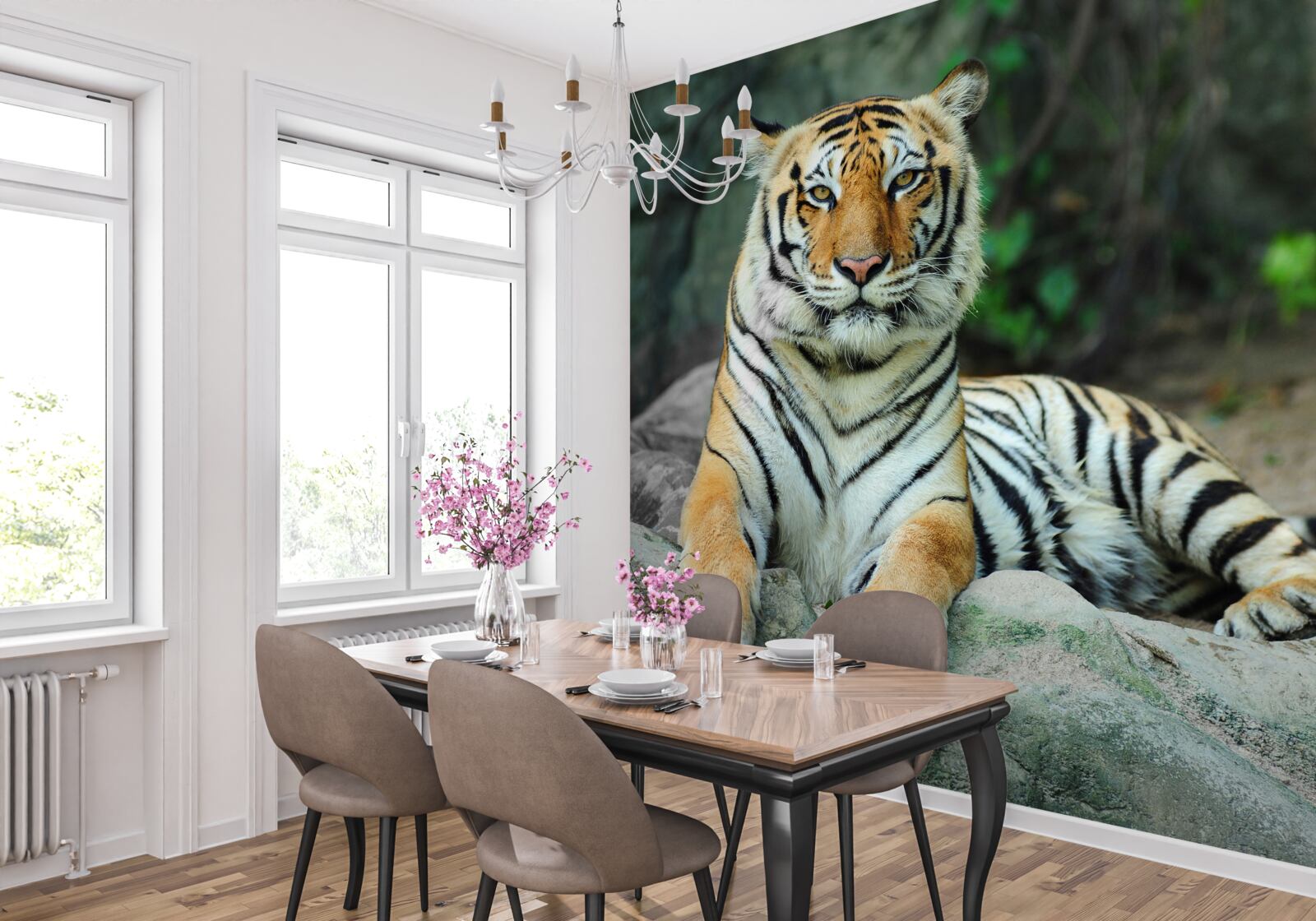 Fototapeta tiger pózuje na skale