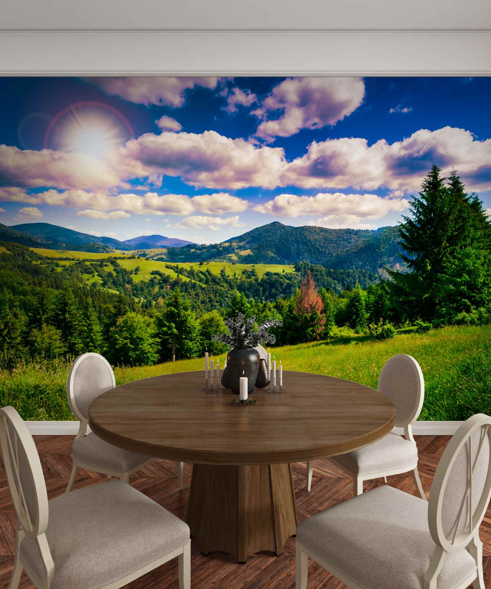 Fototapeta zelené vrcholky lúky základného dňa