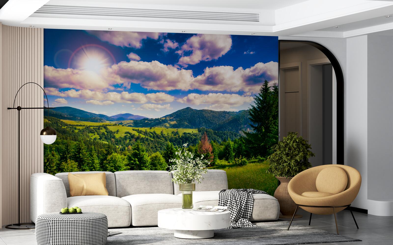 Fototapeta zelené vrcholky lúky základného dňa