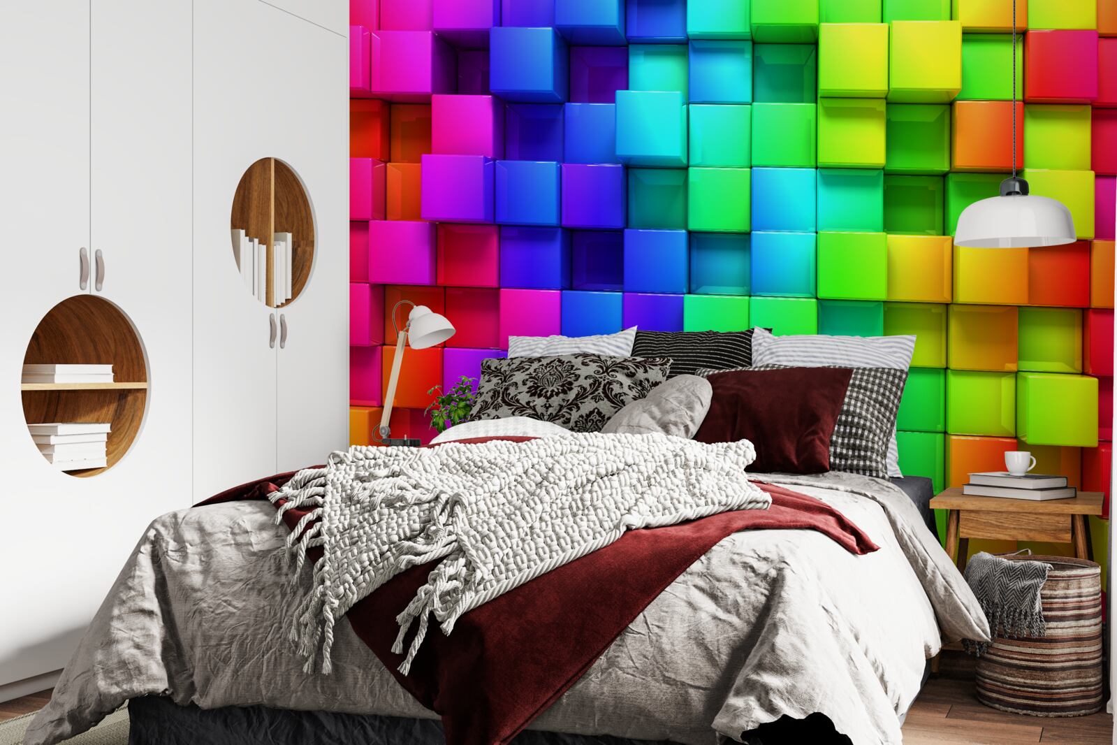 Fototapeta 3D deky v pevných farbách