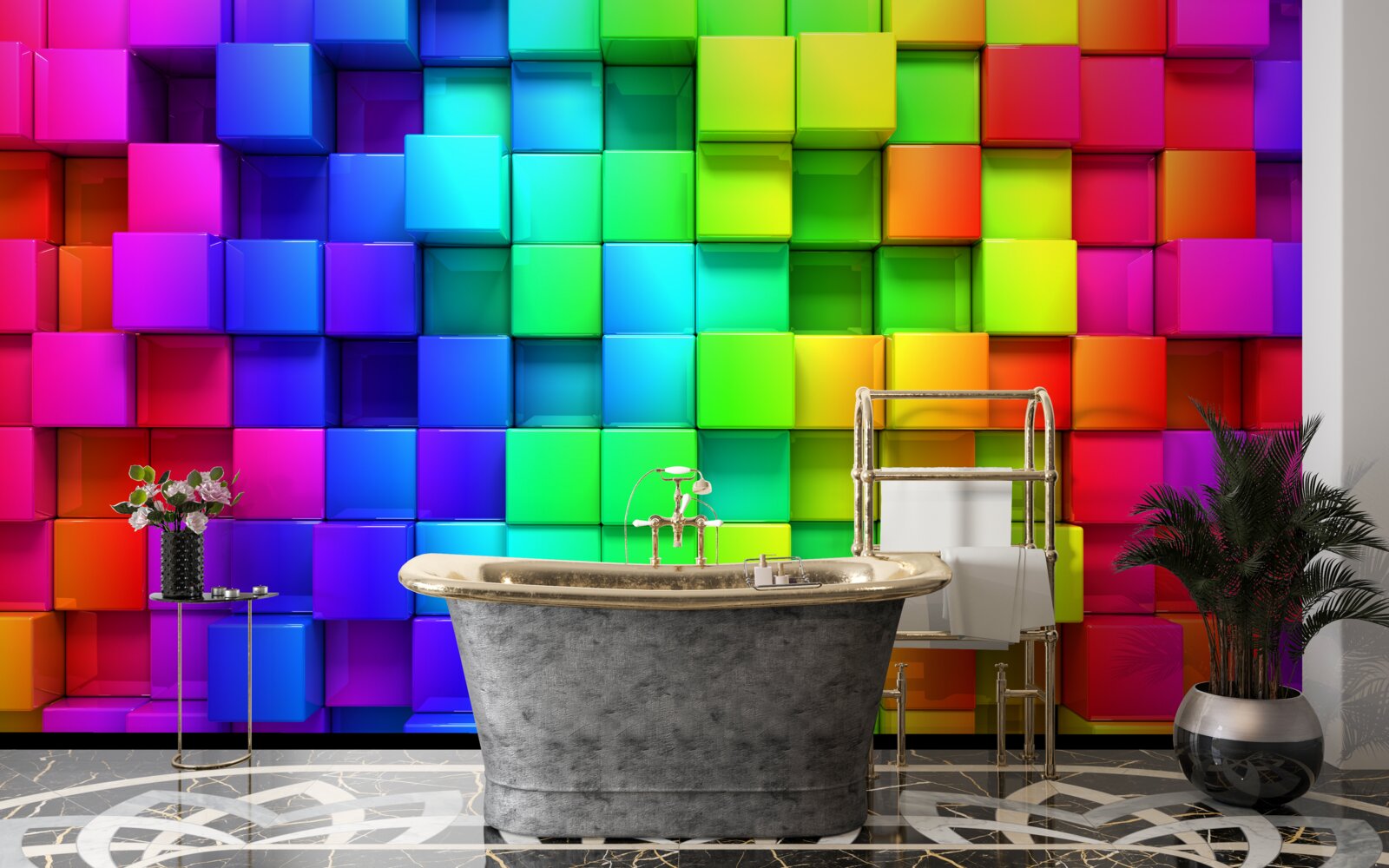 Fototapeta 3D deky v pevných farbách