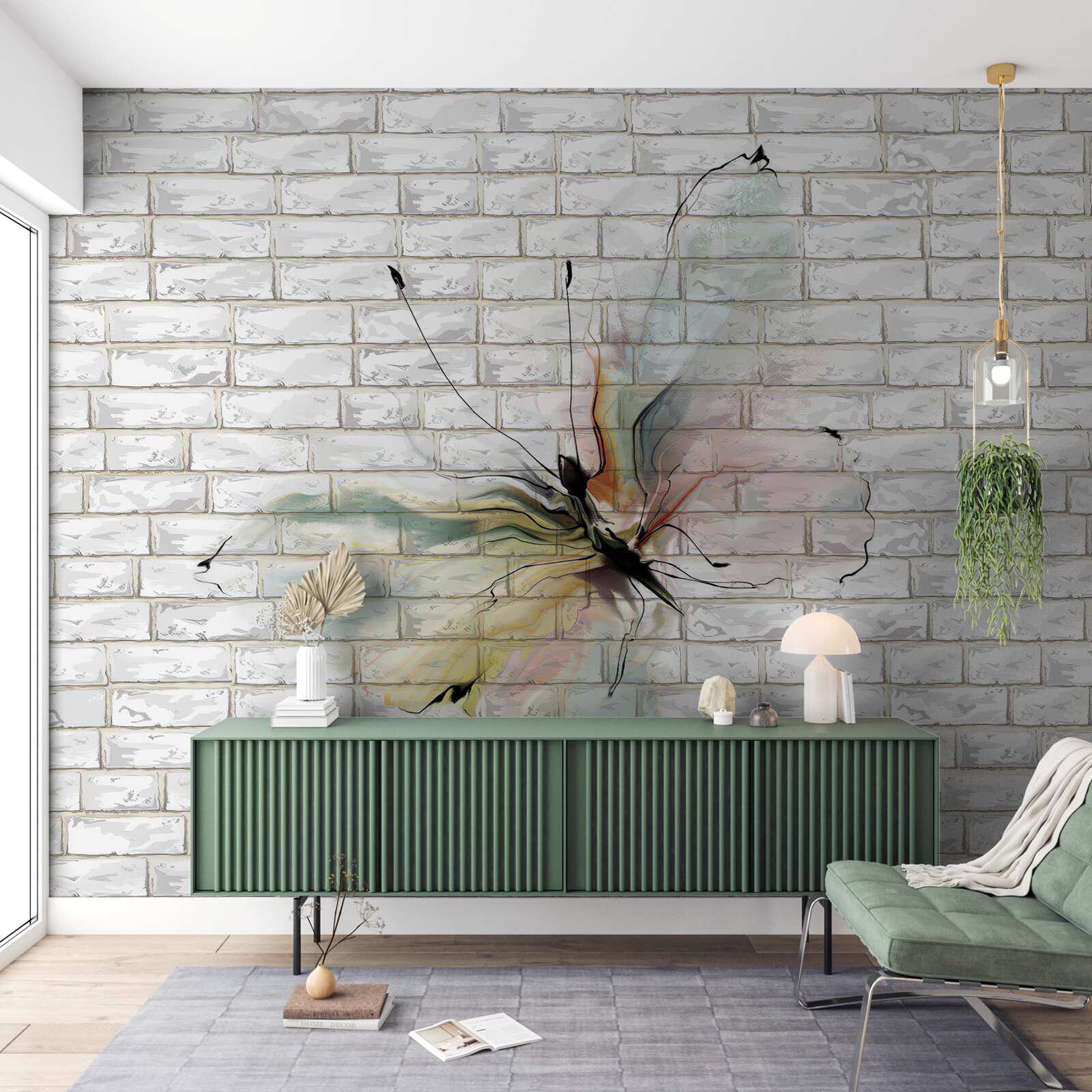 Fototapeta motýľ v abstraktnom štýle na bielom pozadí