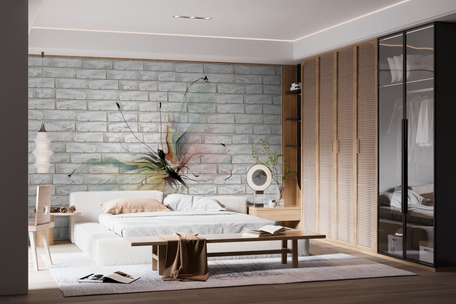 Fototapeta motýľ v abstraktnom štýle na bielom pozadí