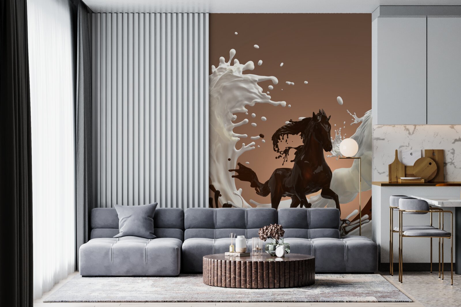 Fototapeta odber vody vo forme bežiacich koní