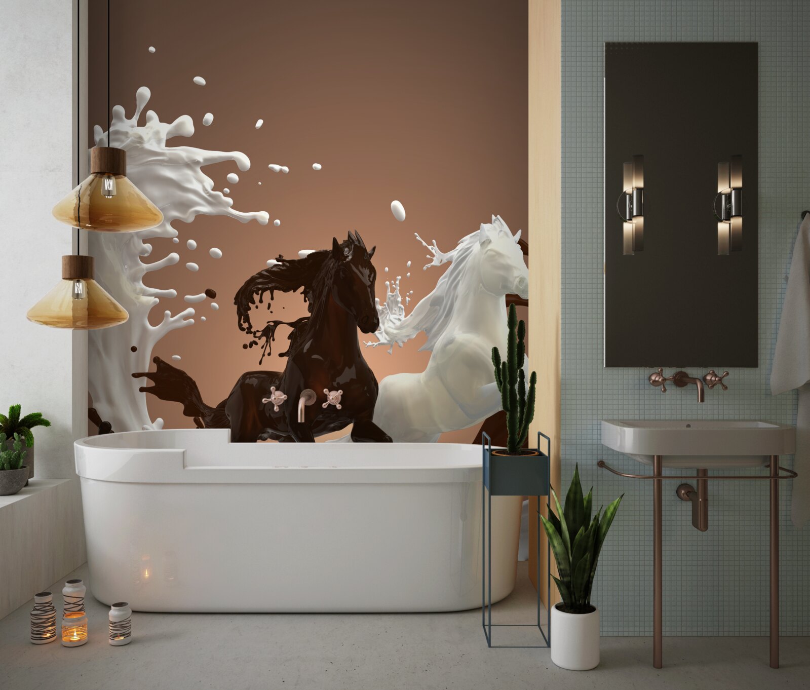 Fototapeta odber vody vo forme bežiacich koní