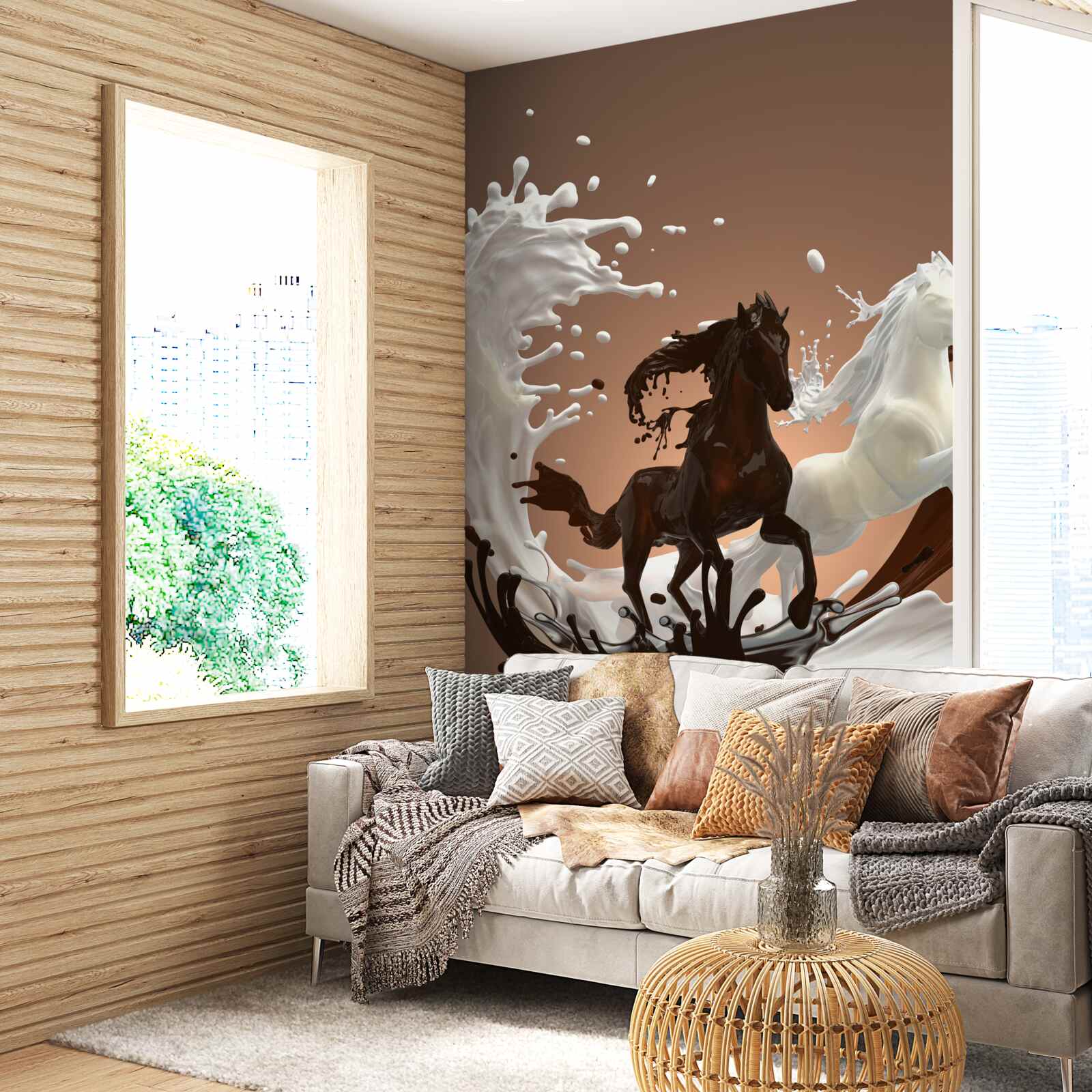 Fototapeta odber vody vo forme bežiacich koní