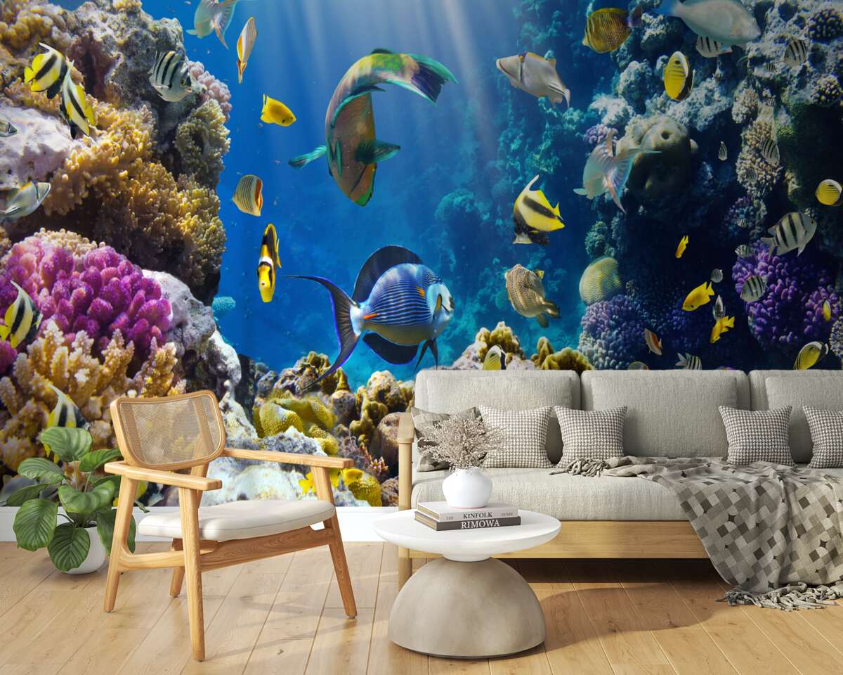 Fototapeta svetlé ryby a podvodné rastliny