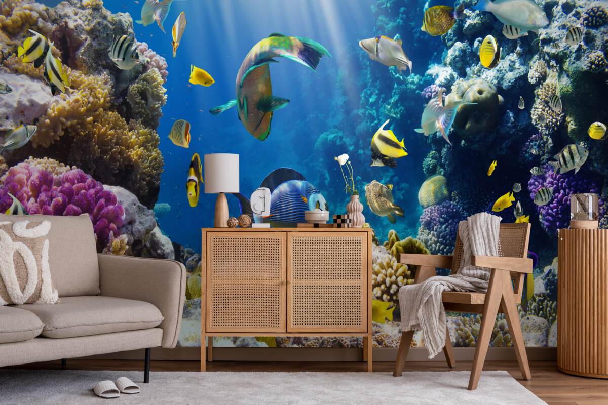 Fototapeta svetlé ryby a podvodné rastliny