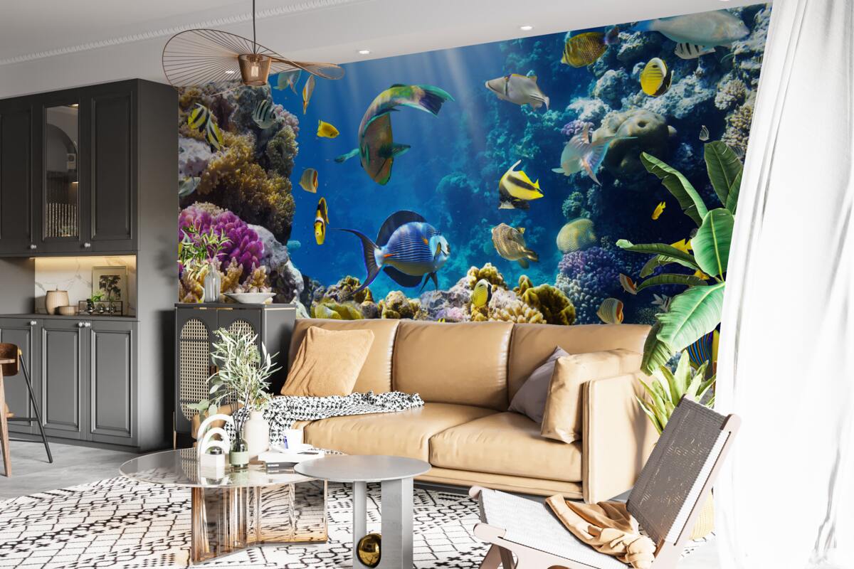 Fototapeta svetlé ryby a podvodné rastliny