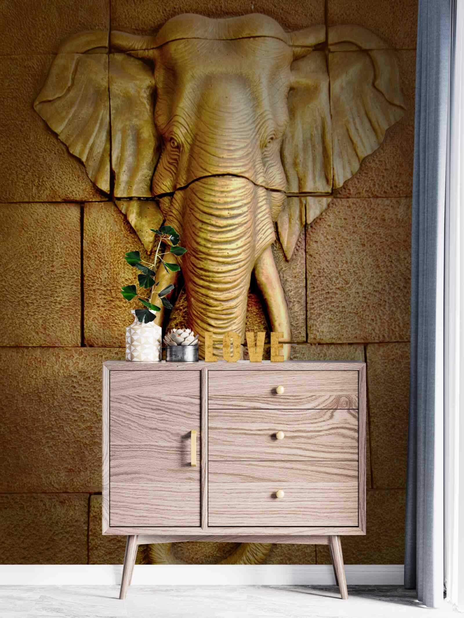 Fototapeta obrázok sloních klov na kamennom povrchu