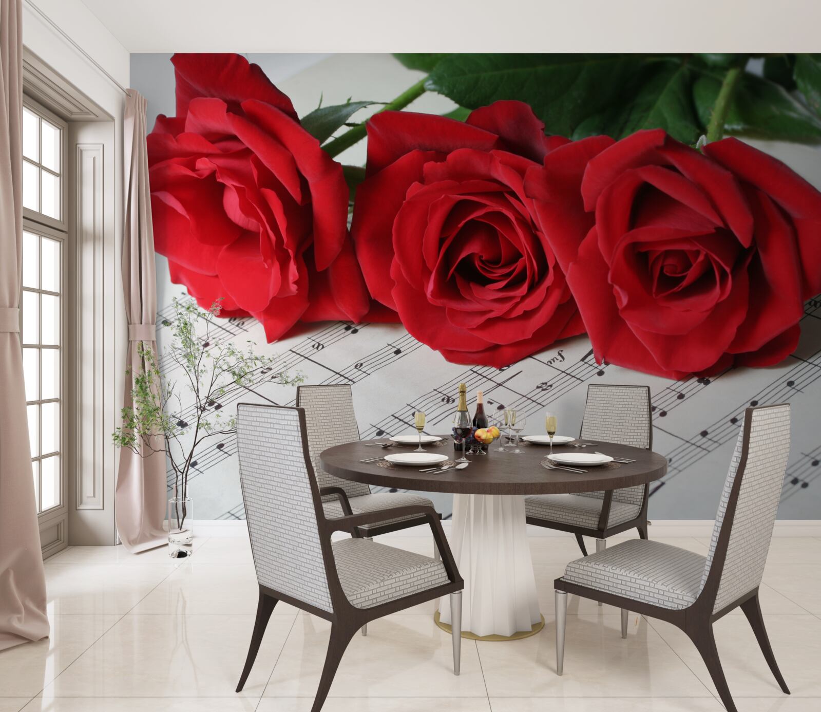 Fototapeta tri šarlátové ruže na stretnutí