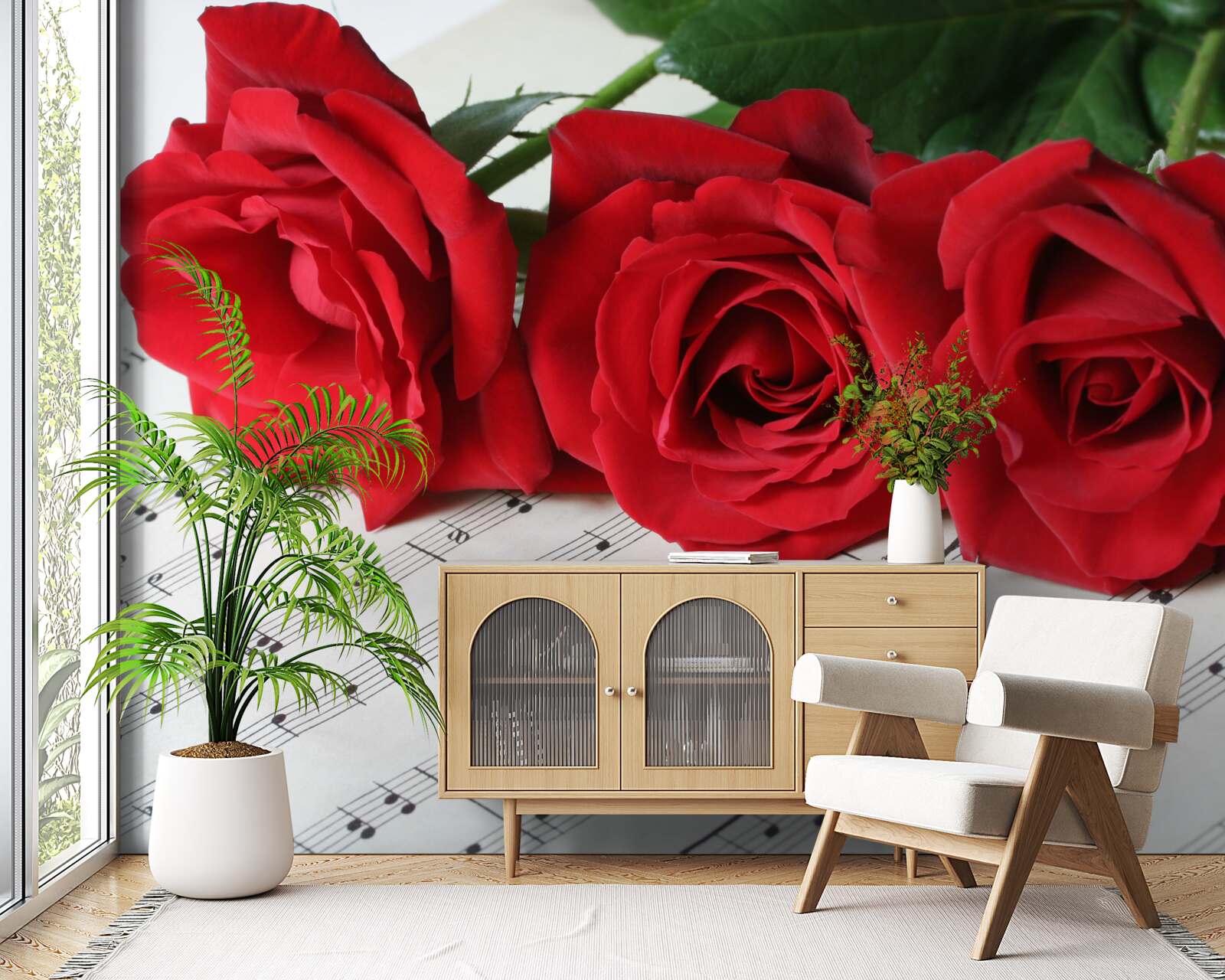 Fototapeta tri šarlátové ruže na stretnutí