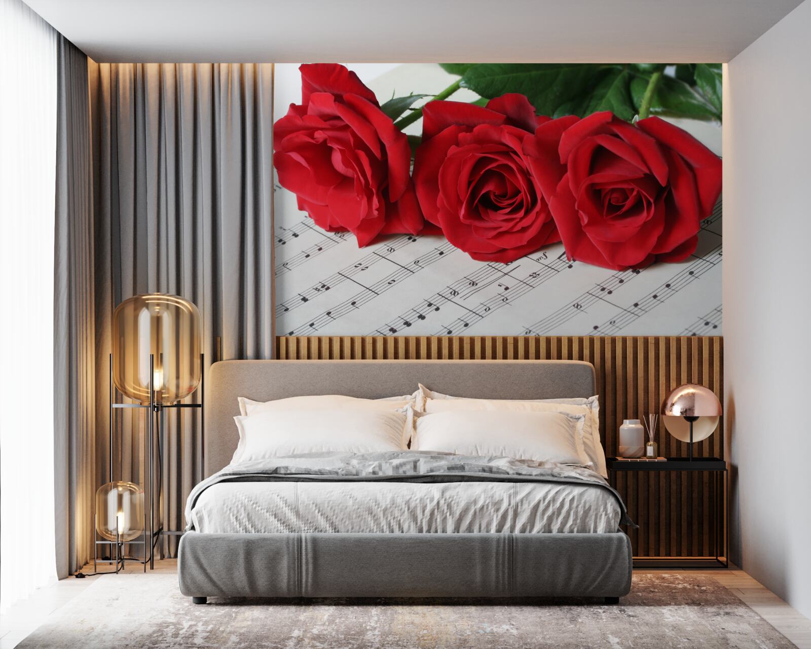 Fototapeta tri šarlátové ruže na stretnutí