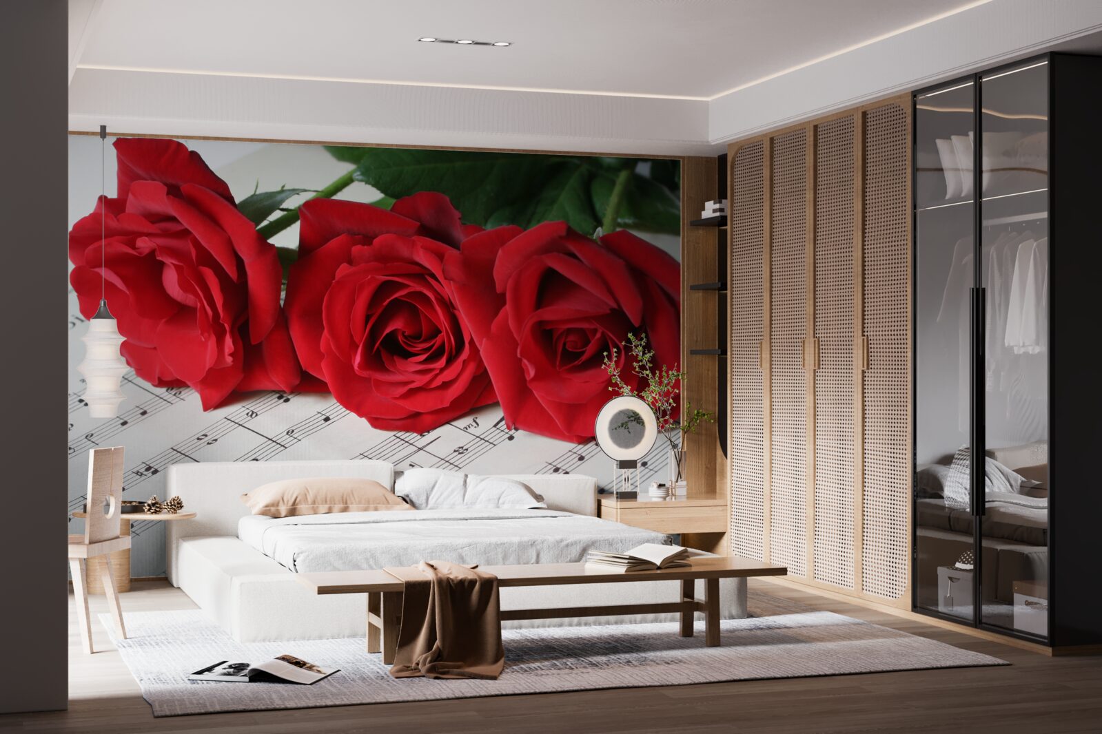 Fototapeta tri šarlátové ruže na stretnutí