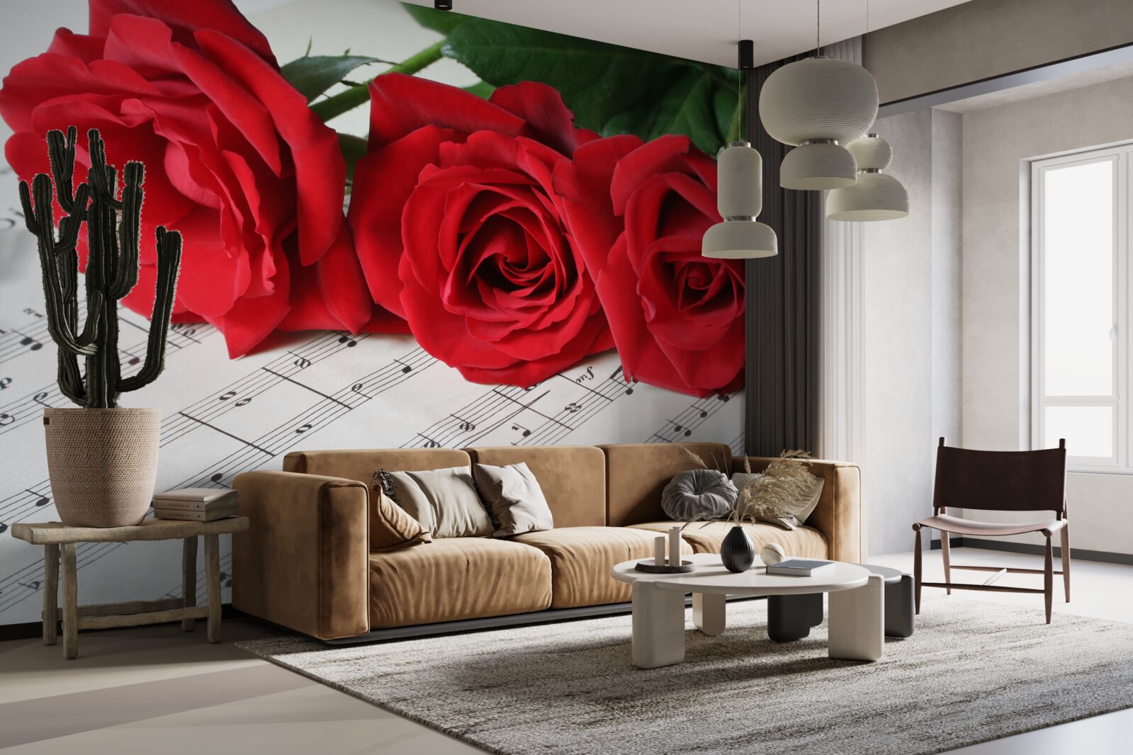 Fototapeta tri šarlátové ruže na stretnutí