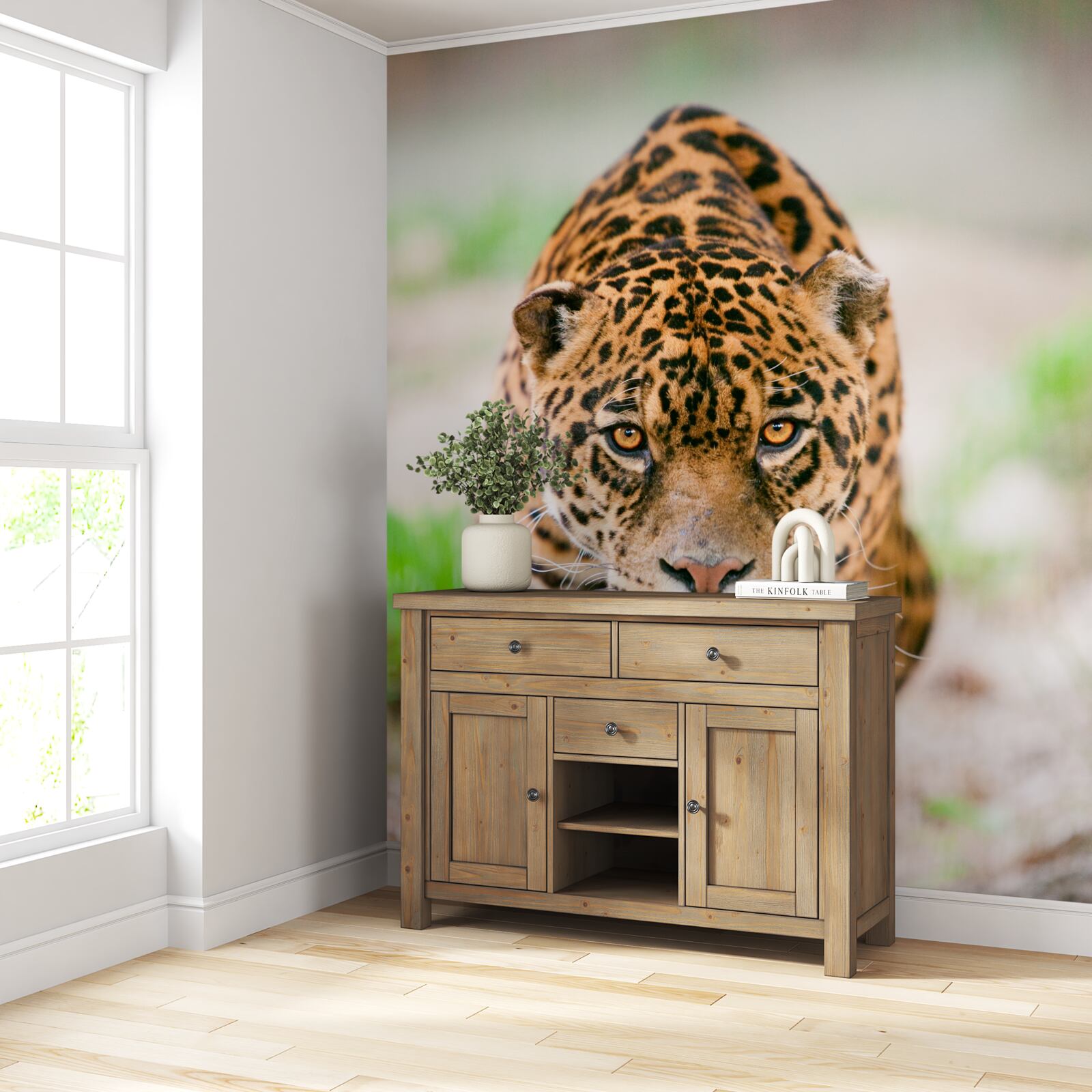 Fototapeta prikrčený leopard s jantárovými očami