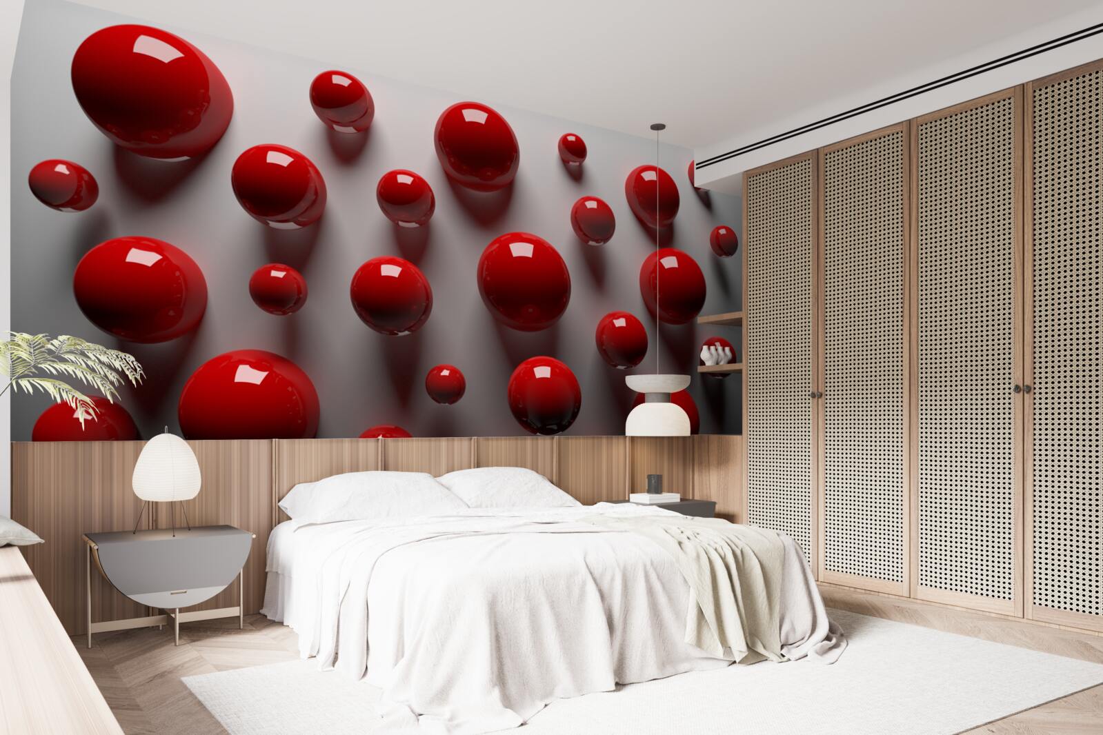 Fototapeta červené gule plávajú na svetlom pozadí