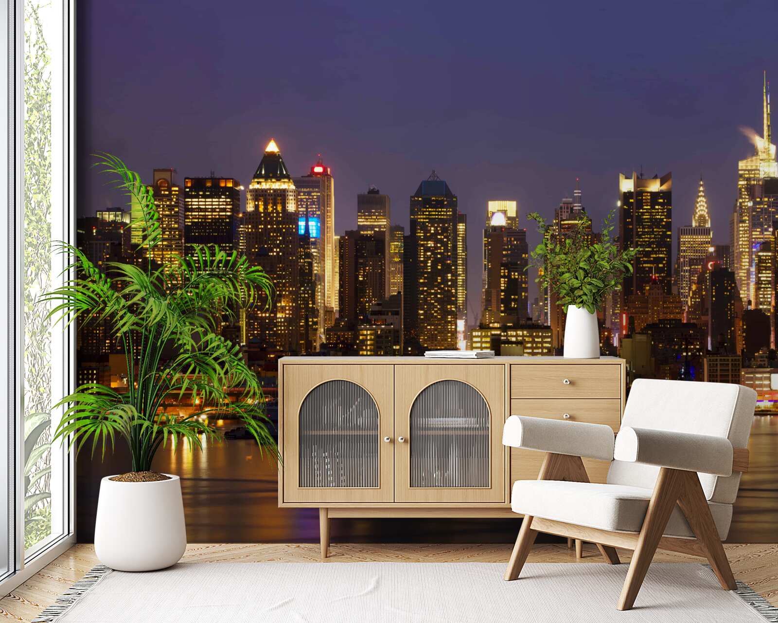 Fototapeta nočné mesto vo svetlách mrakodrapov