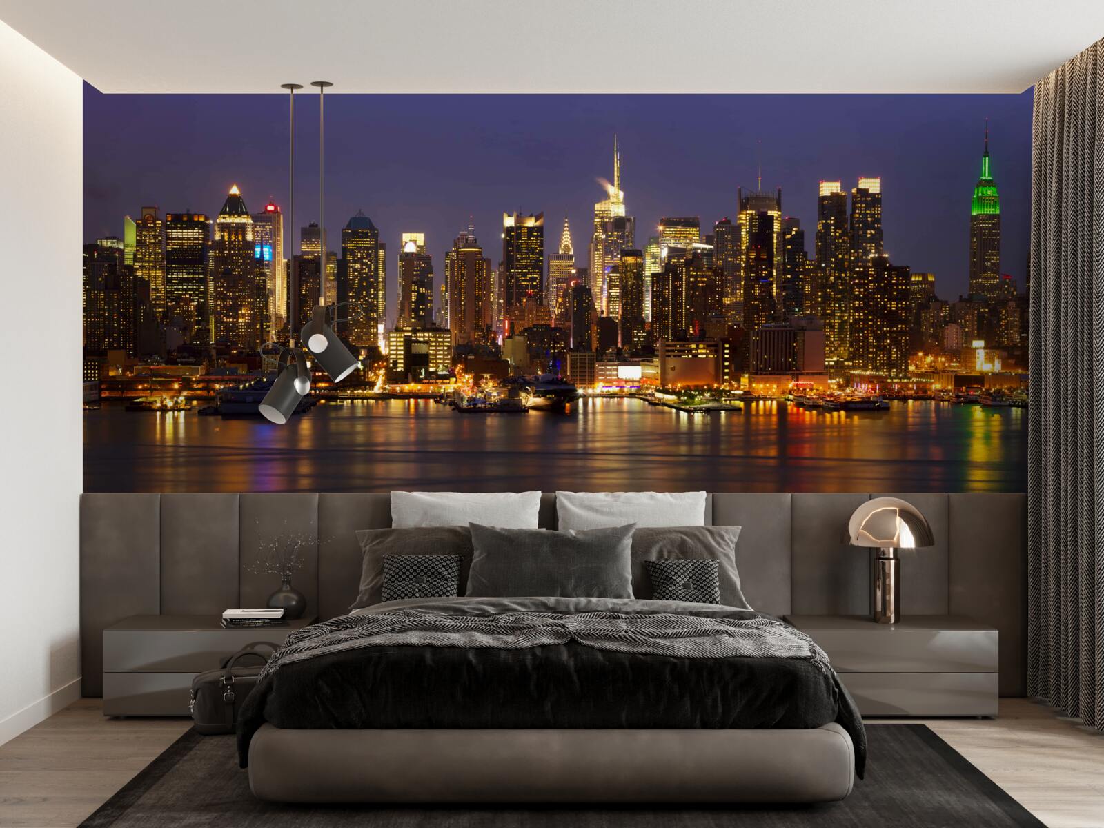 Fototapeta nočné mesto vo svetlách mrakodrapov