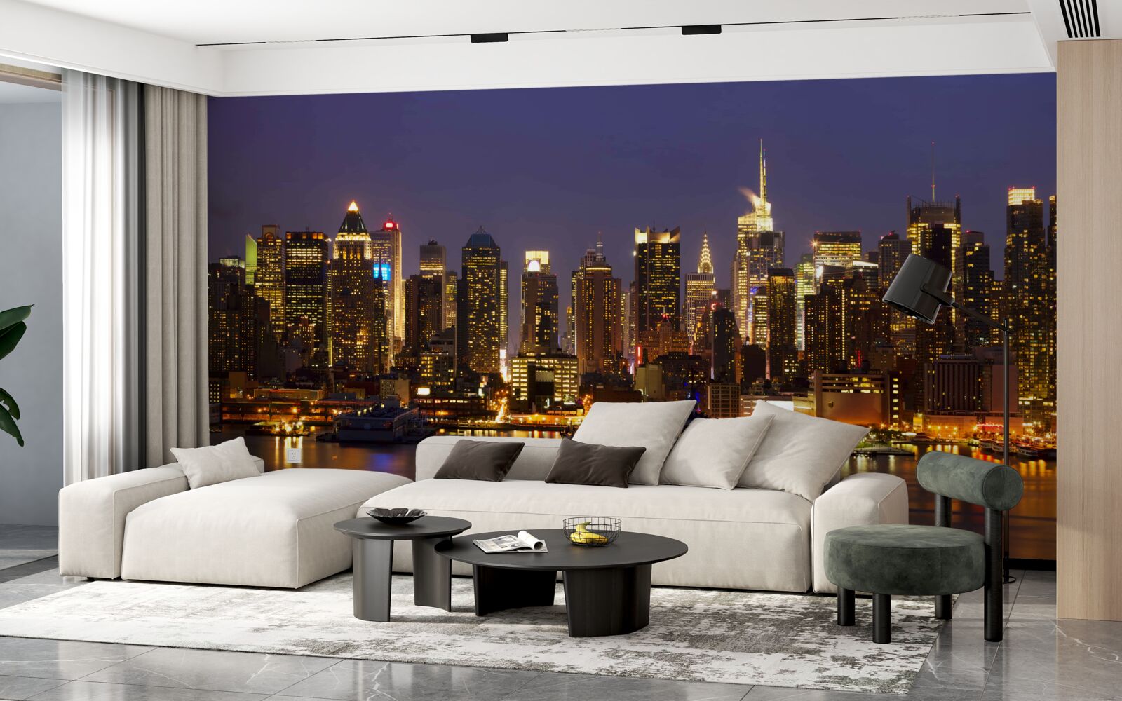 Fototapeta nočné mesto vo svetlách mrakodrapov