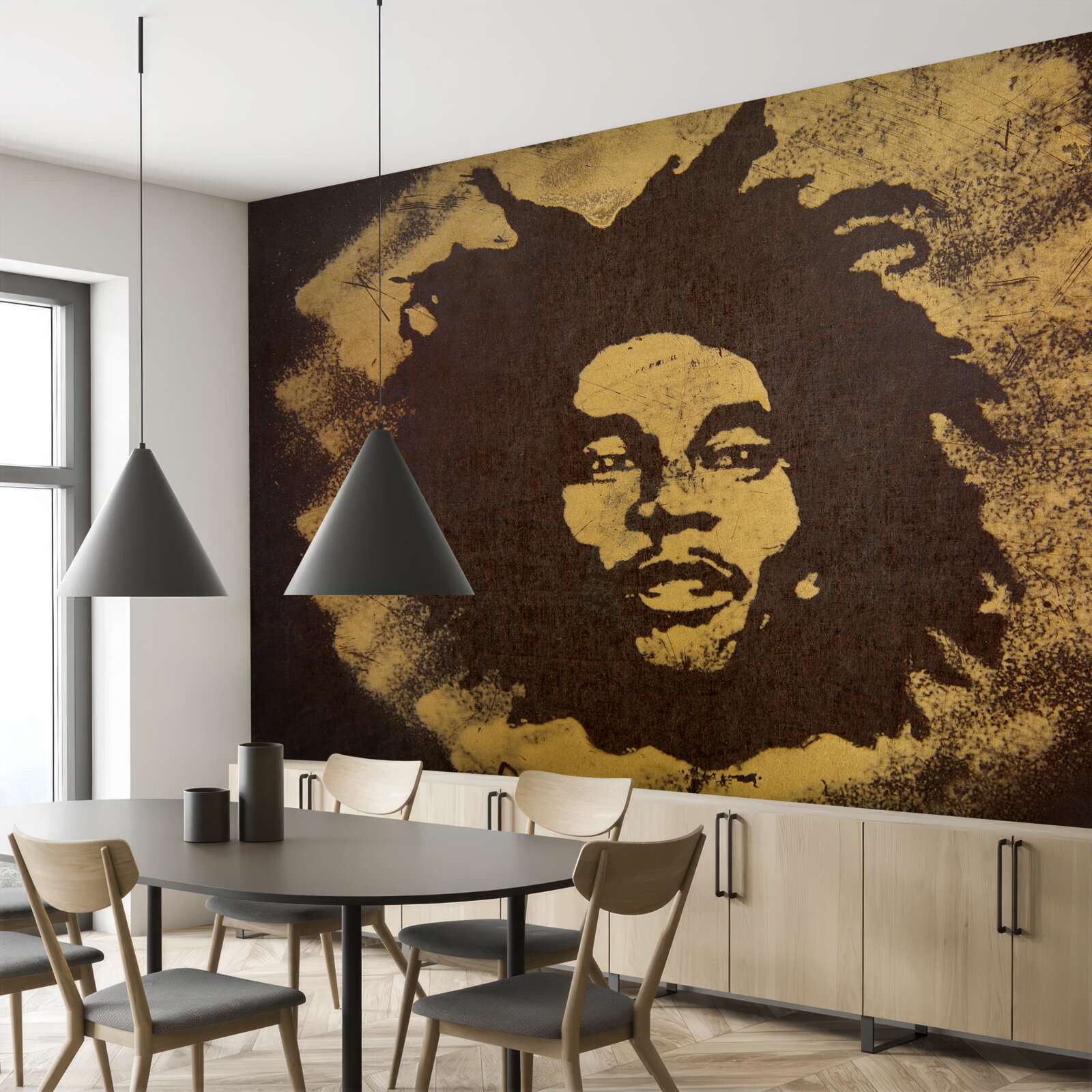 Fototapeta na psovi sedí muž s africkým účesom