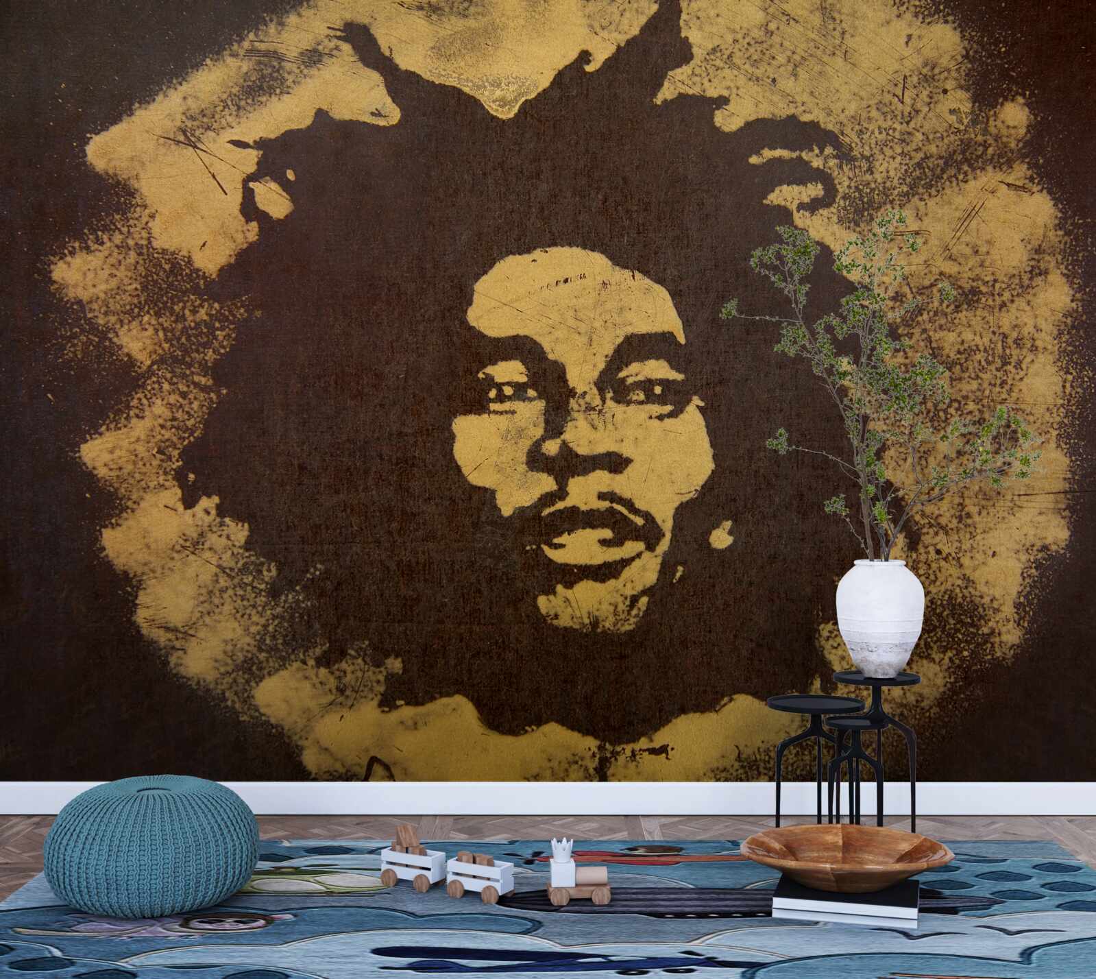 Fototapeta na psovi sedí muž s africkým účesom