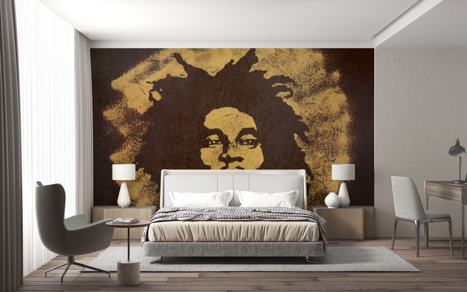 Fototapeta na psovi sedí muž s africkým účesom