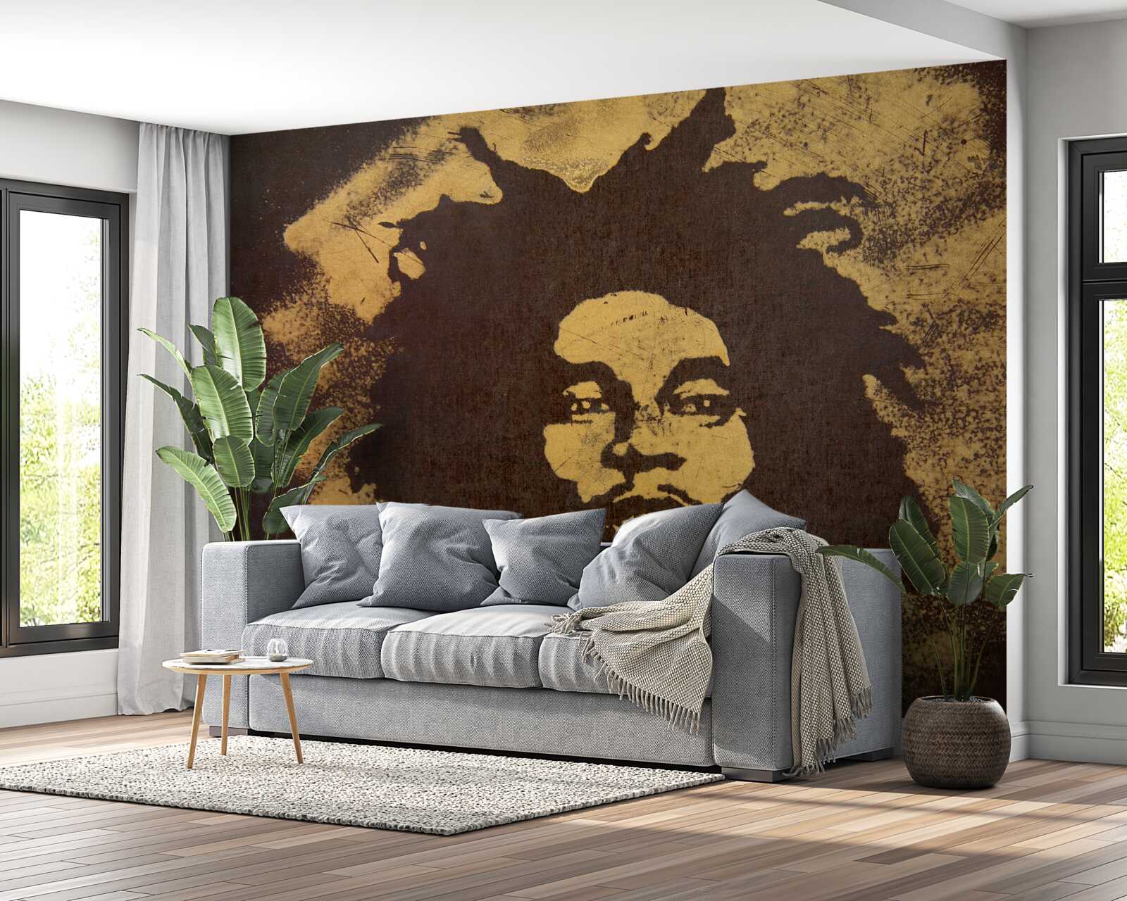 Fototapeta na psovi sedí muž s africkým účesom