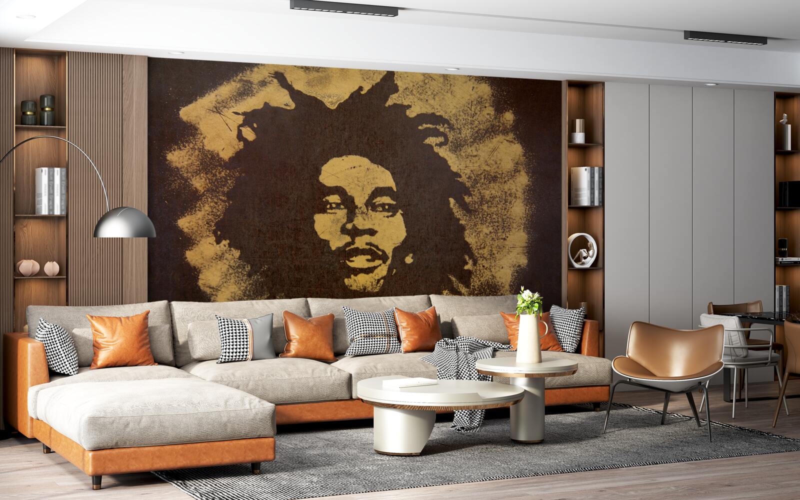 Fototapeta na psovi sedí muž s africkým účesom