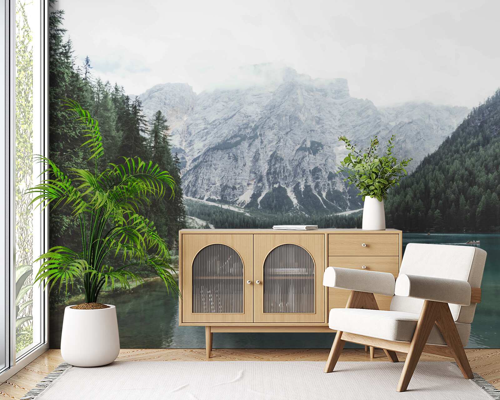 Fototapeta pokojná rieka v horách so strmými svahmi