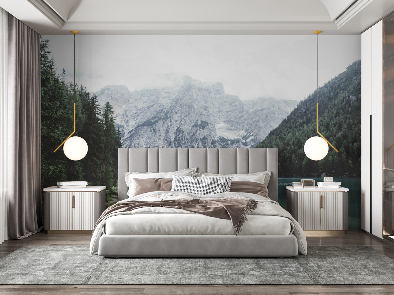 Fototapeta pokojná rieka v horách so strmými svahmi