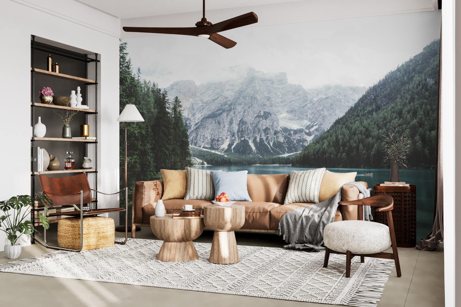 Fototapeta pokojná rieka v horách so strmými svahmi