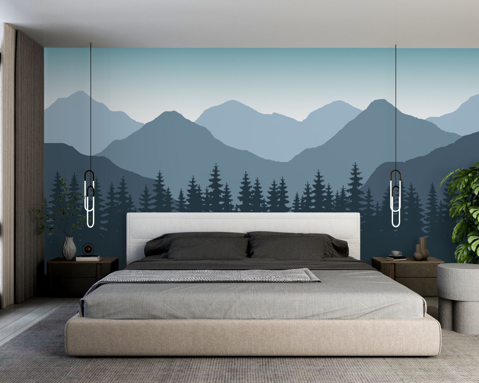 Fototapeta hmlisté hory a ihličnatý les