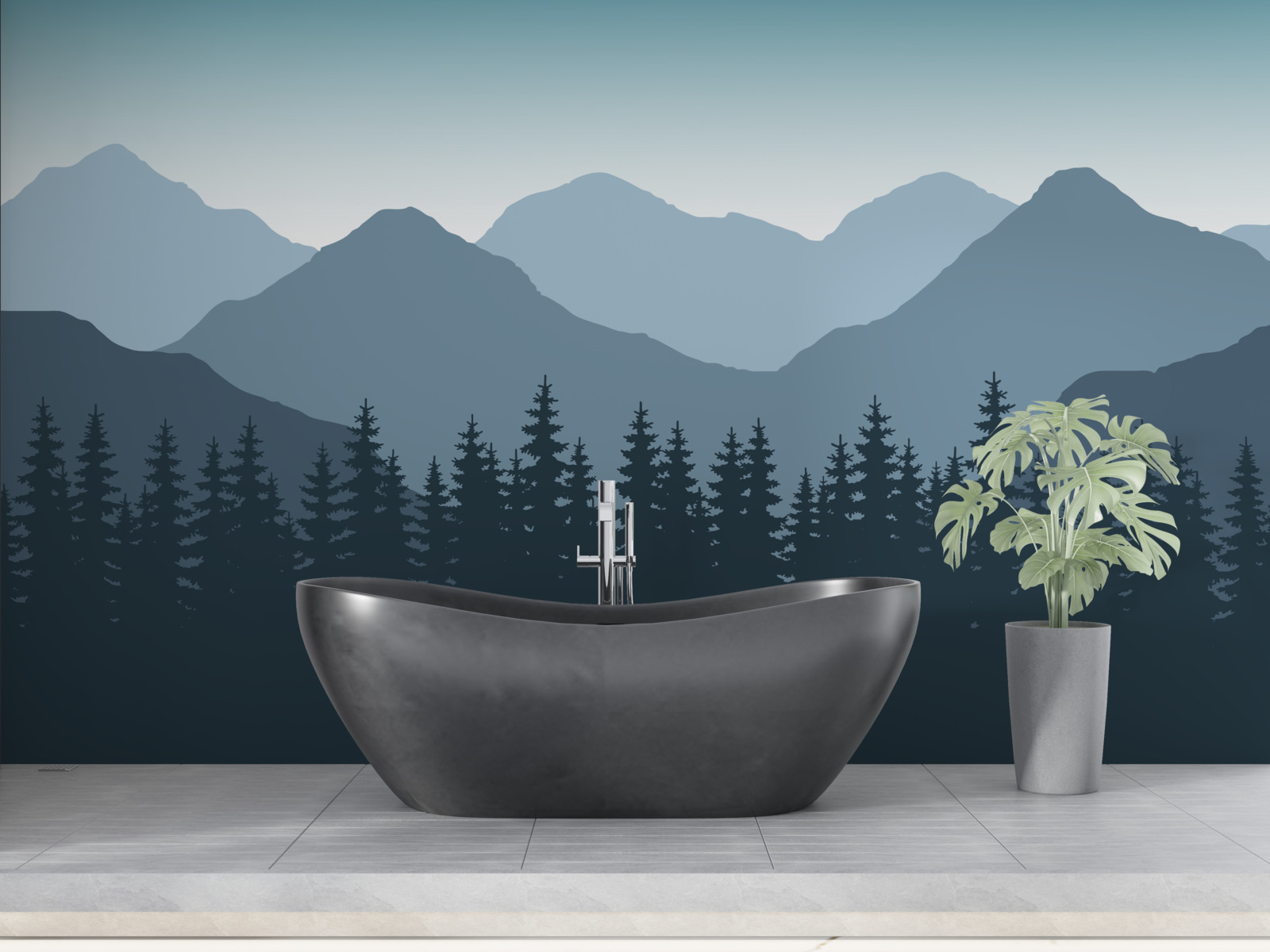 Fototapeta hmlisté hory a ihličnatý les