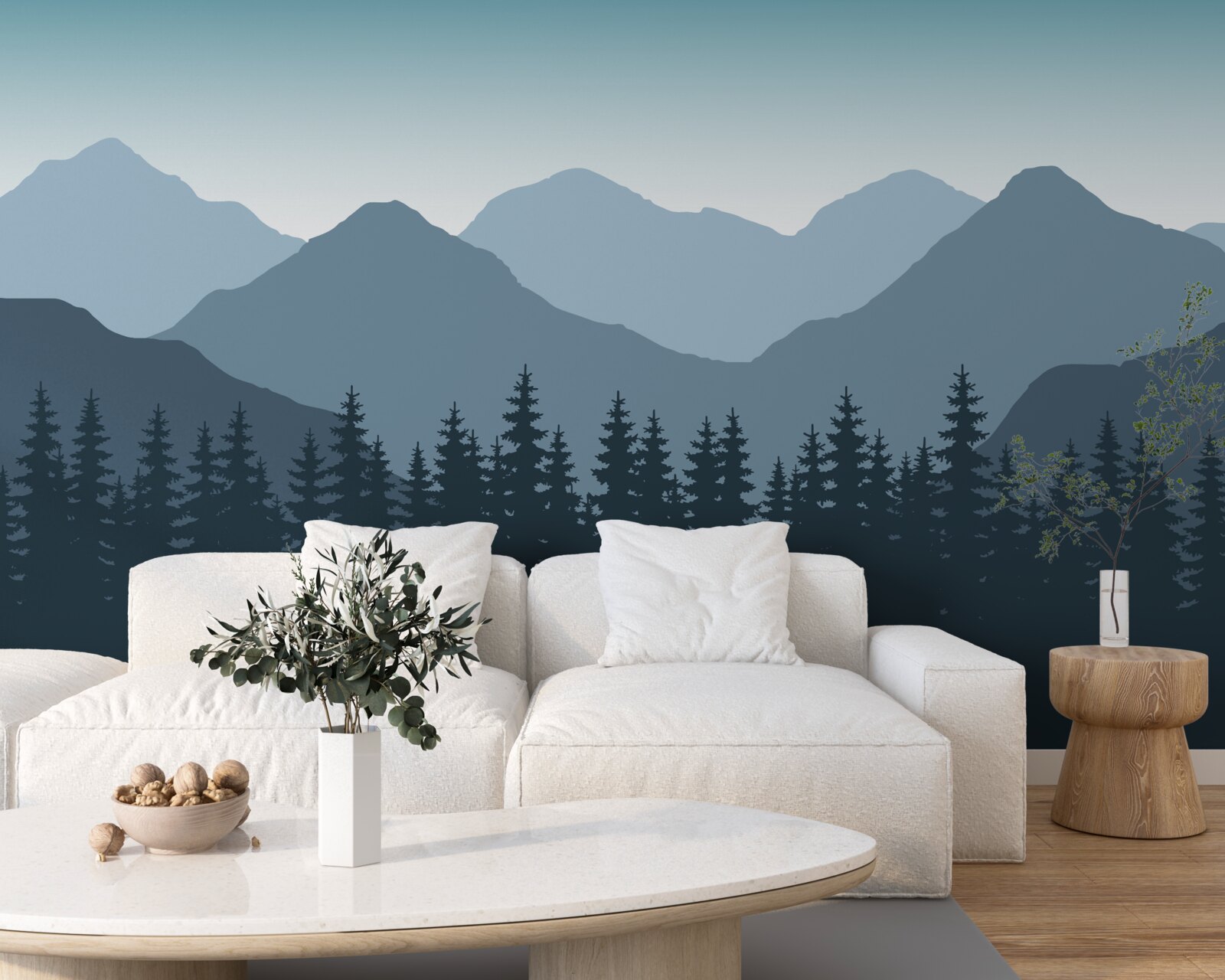 Fototapeta hmlisté hory a ihličnatý les