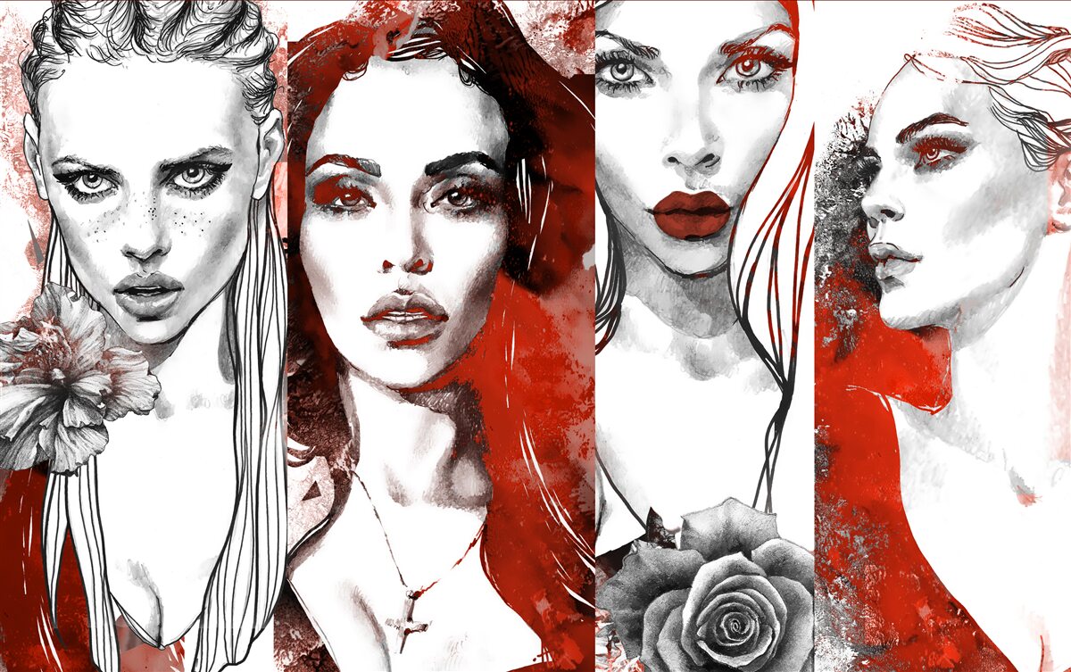 Fototapeta štyri dievčatá na rôznych miestach