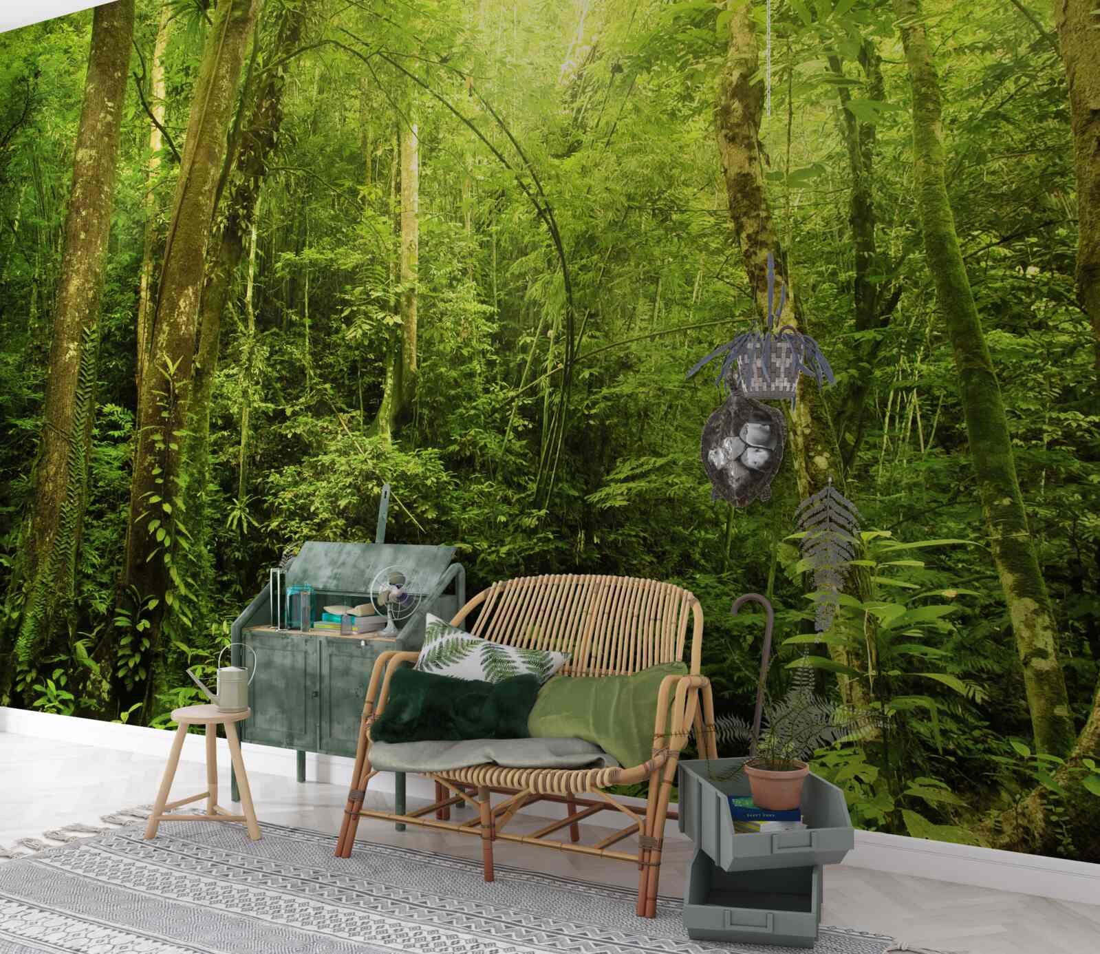 Fototapeta slnečné lúče sa predierajú hustým zeleným lesom