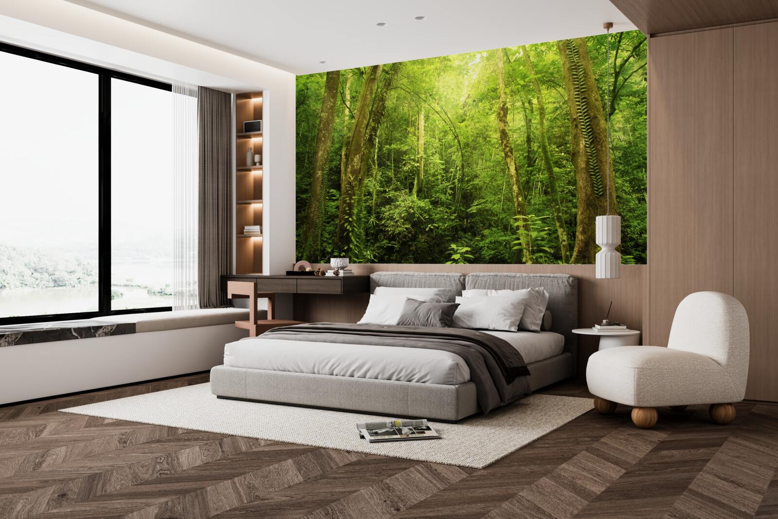 Fototapeta slnečné lúče sa predierajú hustým zeleným lesom