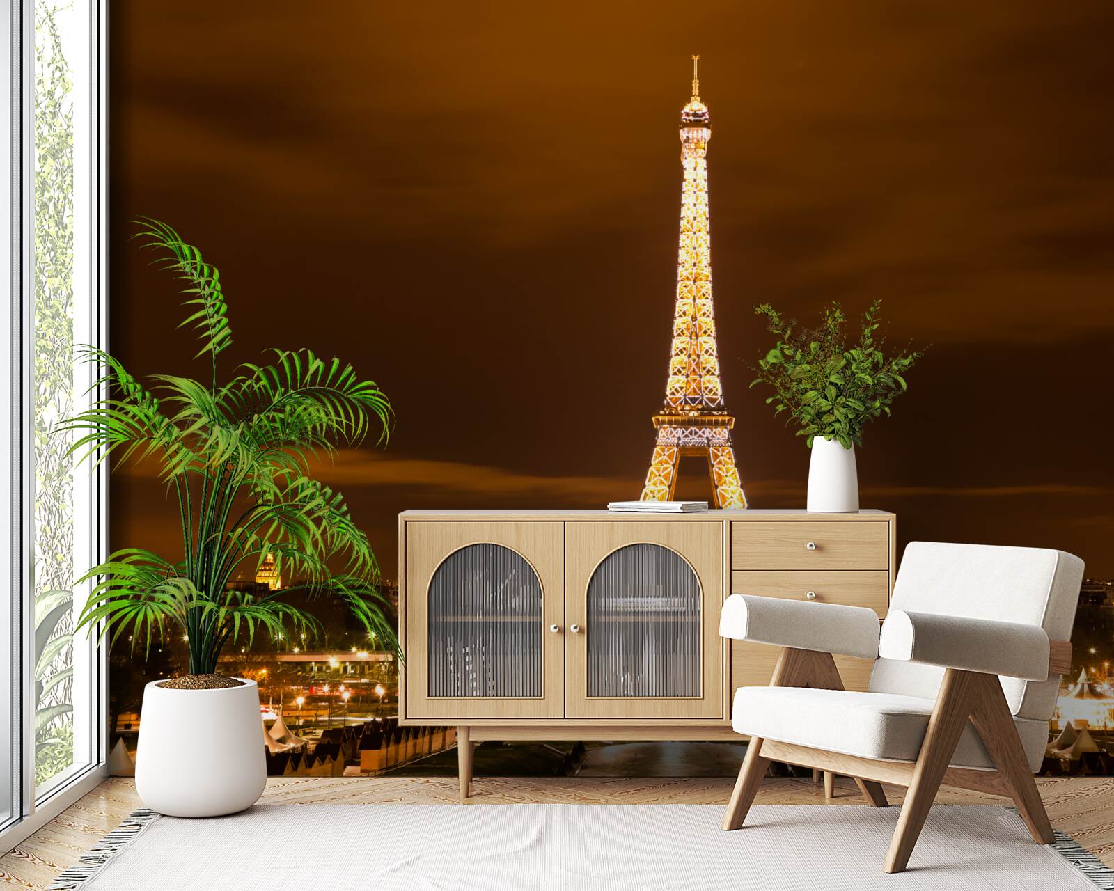 Fototapeta Eiffelova veža v noci osvetlená