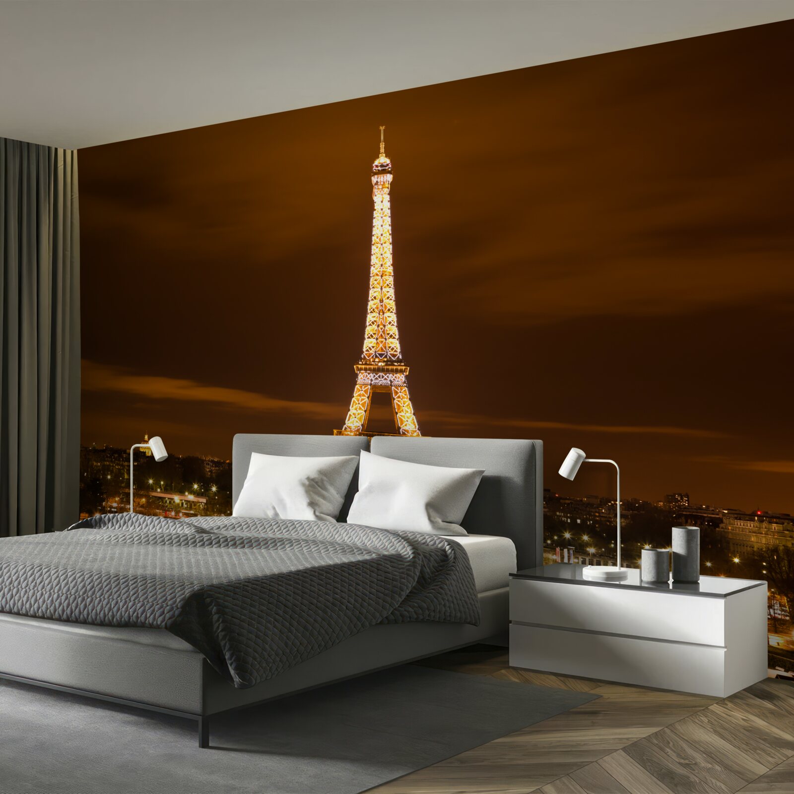 Fototapeta Eiffelova veža v noci osvetlená