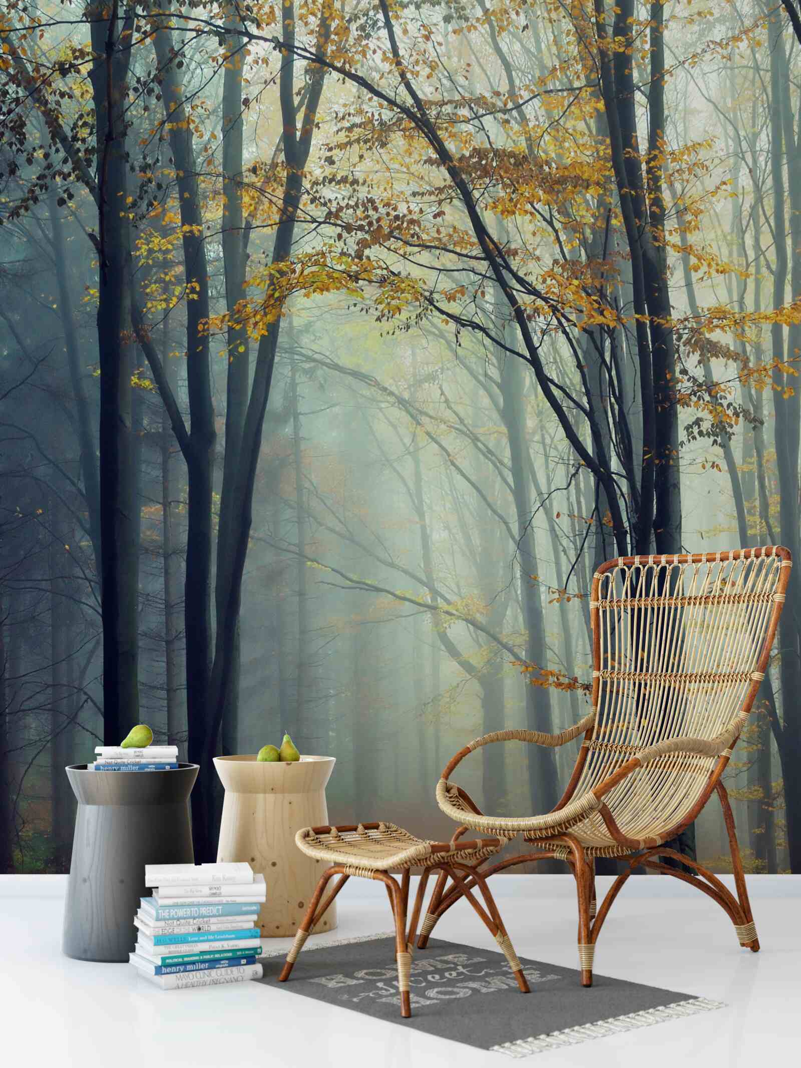 Fototapeta jesenný les zahalený v hmle