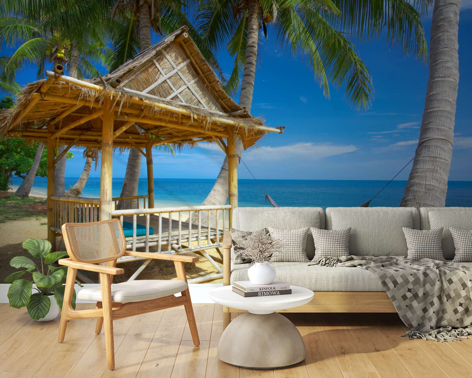 Fototapeta pohodlný altánok na brehu vody