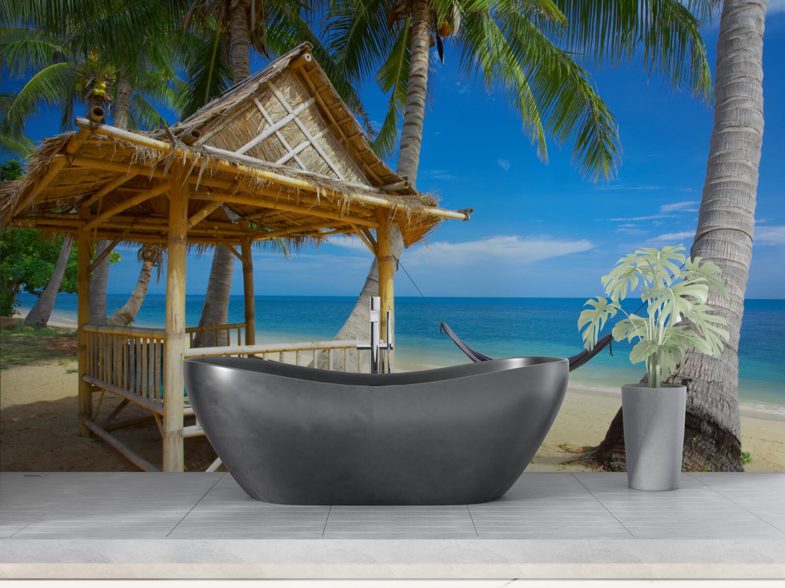 Fototapeta pohodlný altánok na brehu vody