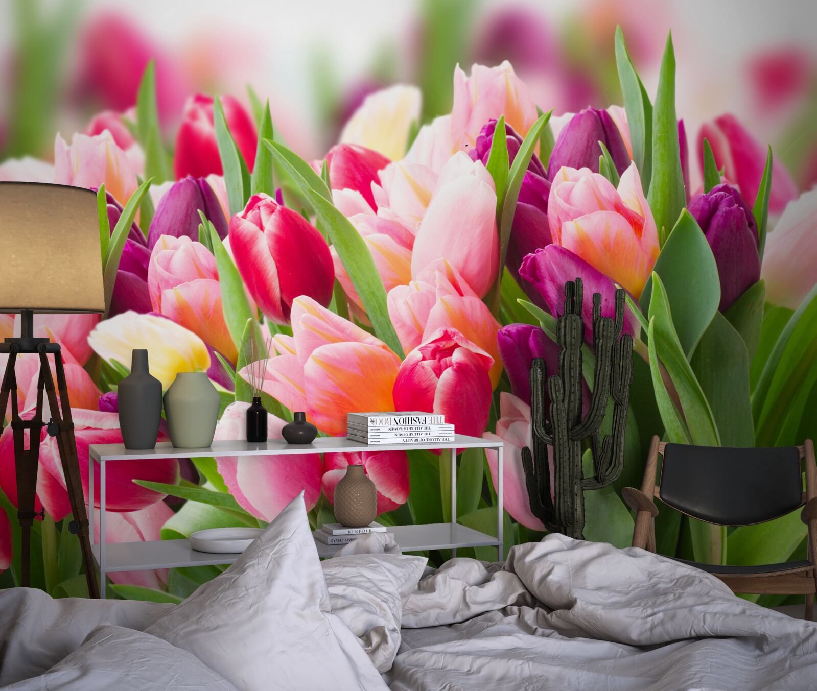 Fototapeta čerstvé jarné tulipány so zelenými listami