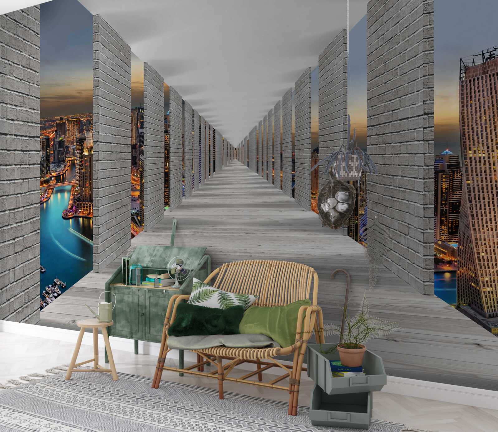 Fototapeta nekonečná chodba s vyhliadkovými oknami