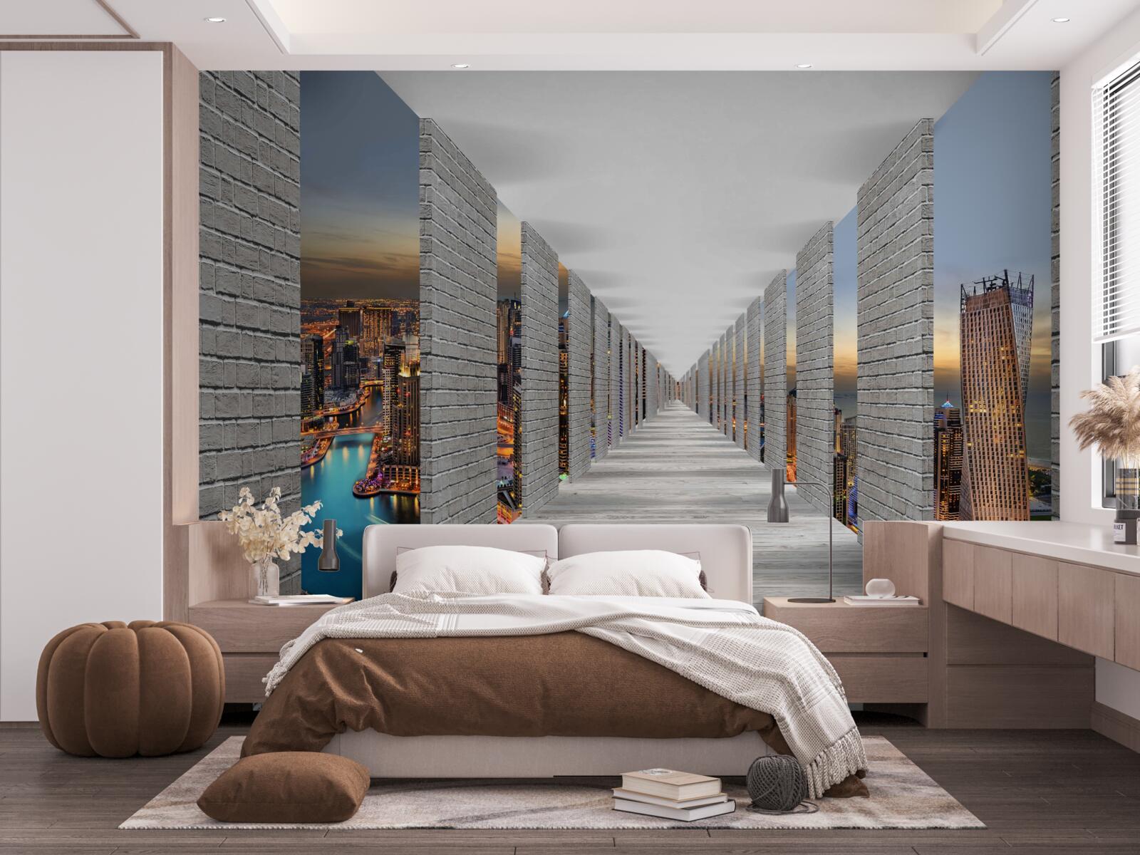 Fototapeta nekonečná chodba s vyhliadkovými oknami