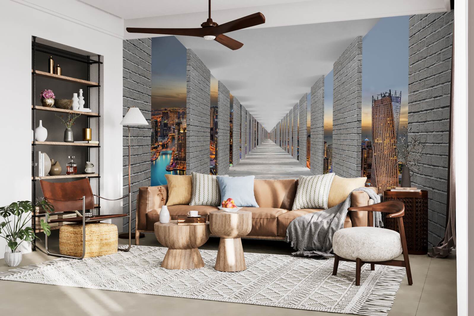 Fototapeta nekonečná chodba s vyhliadkovými oknami